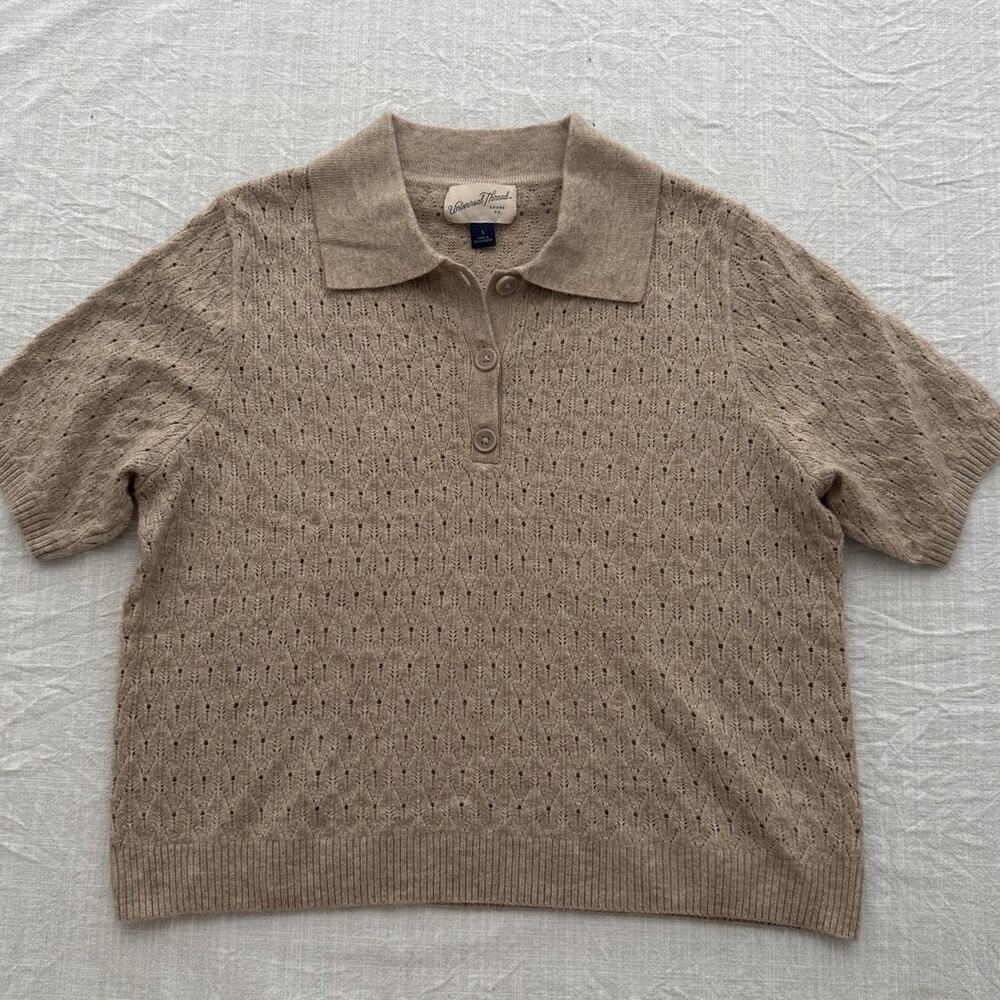 Universal Thread | short sleeve tan collared neck pullover sweater | size small